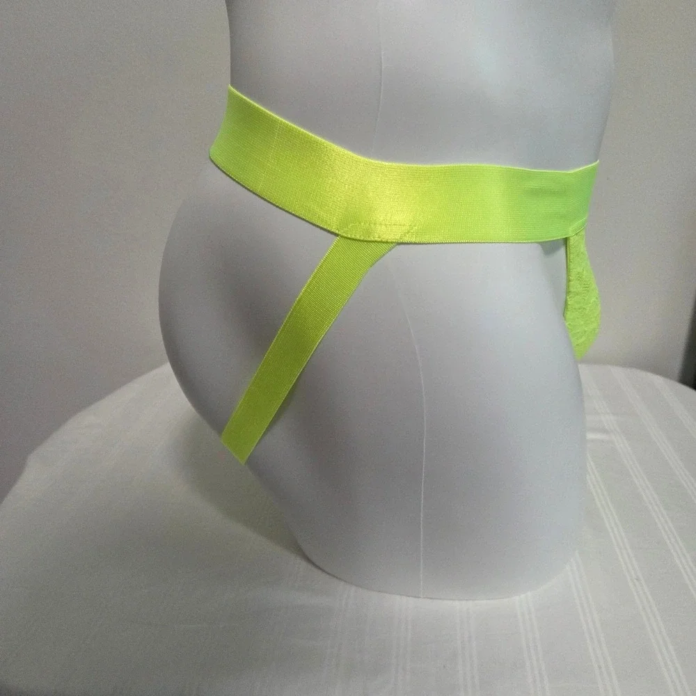 Cosabella Never Say Never Mens Neon Yellow Floral Lace Jockstrap Underwear